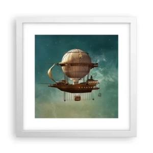 Plakat w białej ramie - Juliusz Verne pozdrawia - 30x30 cm