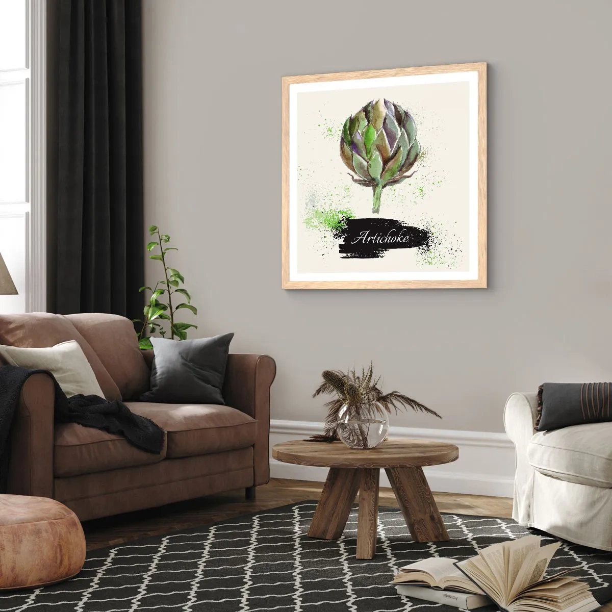 Plakat w ramie jasny dąb - Eviva warzywa! - 60x60 cm