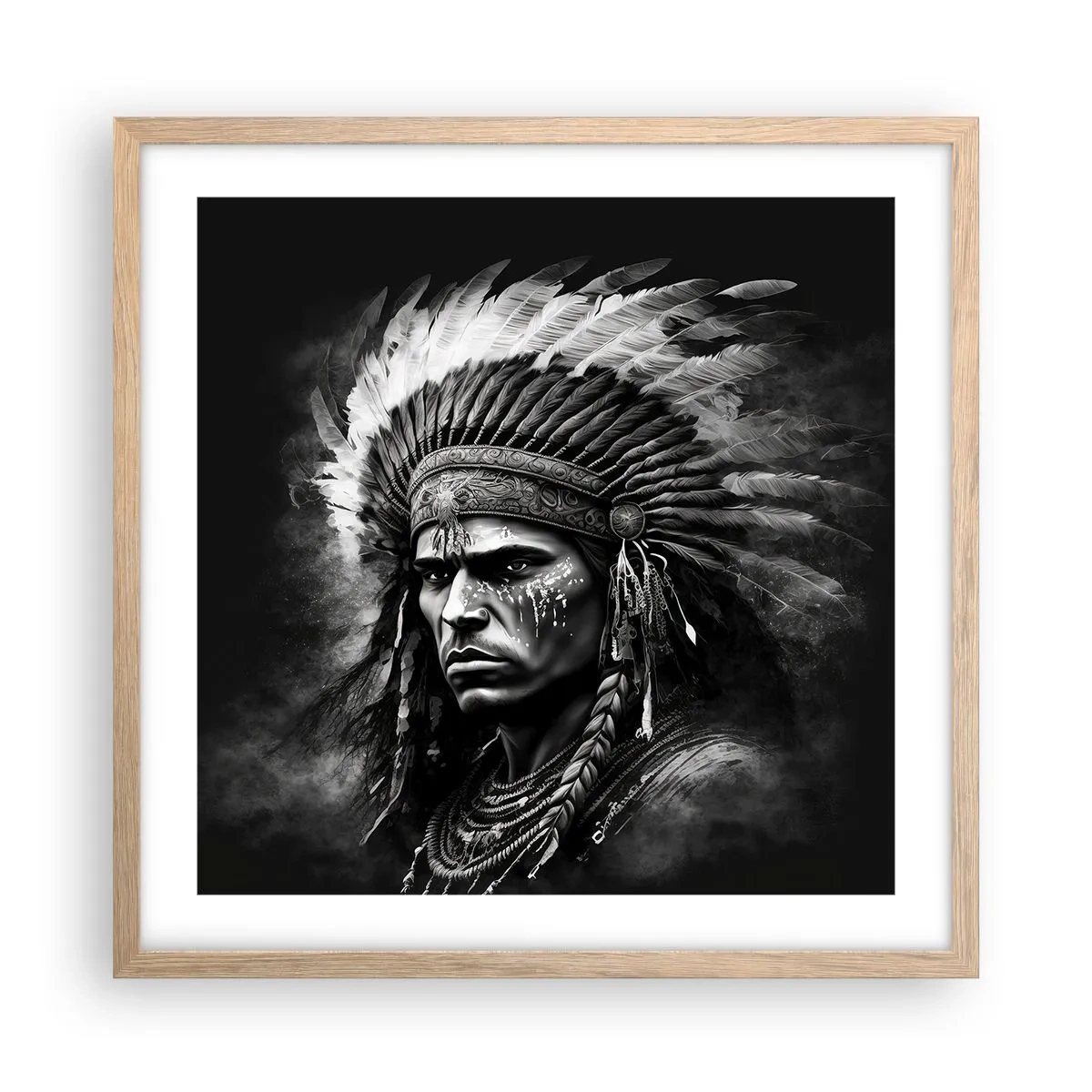 Plakat w ramie jasny dąb - Wódz i wojownik - 50x50 cm