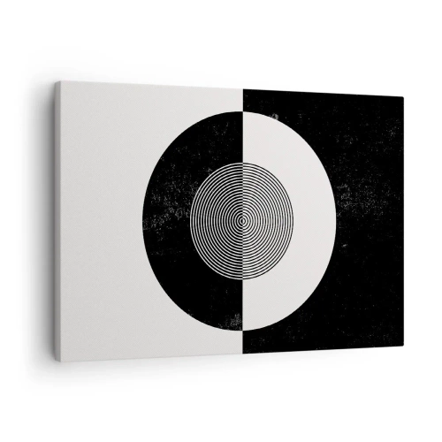 Obraz na płótnie - Graficzny wzór w kontrastujących czerni i bieli - 70x50cm - Harmonia w czerni i bieli - Nowoczesna dekoracja ścienna do salonu i sypialni ARTTOR
