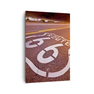 Obraz na płótnie - Droga Route 66 o zachodzie słońca - 70x100cm - Słynna droga 66 - Nowoczesna dekoracja ścienna do salonu i sypialni ARTTOR