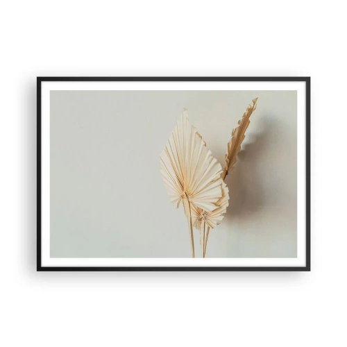 Plakat w czarnej ramie - Suszone liście palmowe w minimalistycznej aranżacji - 100x70cm - Gdy potrzebne ukojenie - Nowoczesna dekoracja ścienna do salonu i sypialni ARTTOR