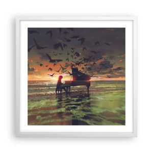 Plakat w białej ramie - Koncert na fortepian i fale - 50x50 cm