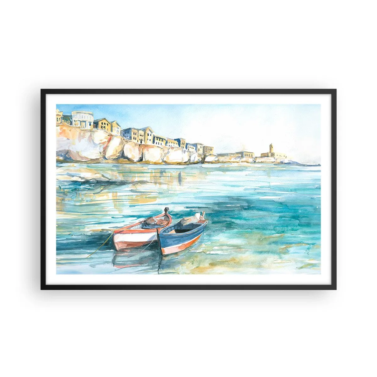 Plakat w czarnej ramie - Pejzaż w lazurze - 91x61 cm