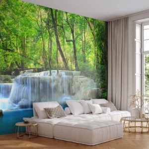 Fototapeta Premium Sand - Utonąć w turkusie i w zieleni - Krajobraz, Wodospad, Kaskada - 250x175 cm