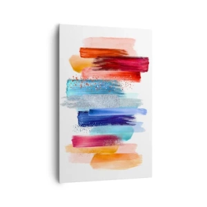 Obraz na płótnie - Kolorowe pociągnięcia pędzlem na białym tle - 80x120cm - W górę i w dół  - Nowoczesna dekoracja ścienna do salonu i sypialni ARTTOR