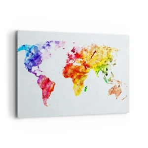 Obraz na płótnie - Kolorowa mapa świata w stylu akwarelowym - 100x70cm - Wszystkie barwy świata - Nowoczesna dekoracja ścienna do salonu, kuchni i sypialni ARTTOR