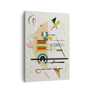Obraz na płótnie - Nowoczesna abstrakcja geometryczna z kolorowymi kształtami i liniami - 50x70cm - I świat się śmieje - Nowoczesna dekoracja ścienna do salonu, kuchni i sypialni ARTTOR