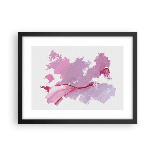 Plakat w czarnej ramie - Mapa różowego świata - 40x30 cm