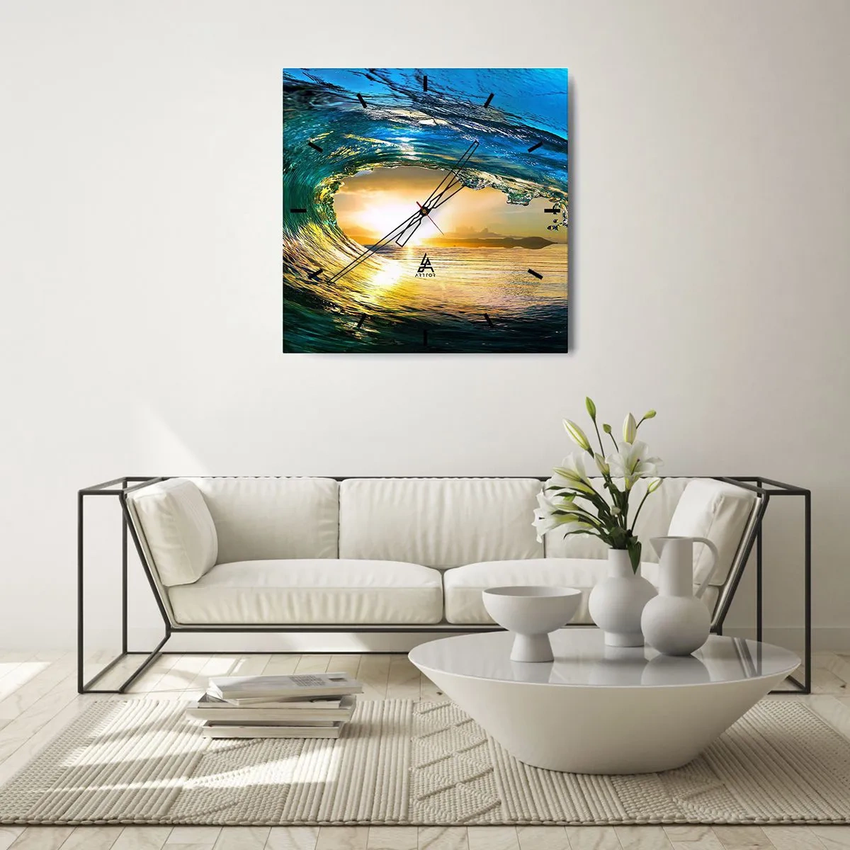 Zegar ścienny - W szmaragdowo-złotym krysztale - 40x40 cm