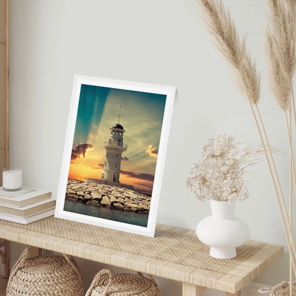 Plakat w białej ramie - Światło - Dobro - Piękno - 50x70 cm