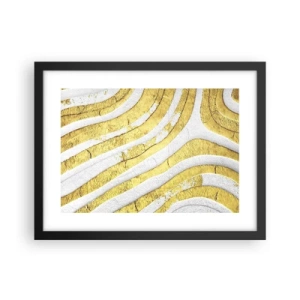 Plakat w czarnej ramie - Kompozycja w bieli i złocie - 40x30 cm