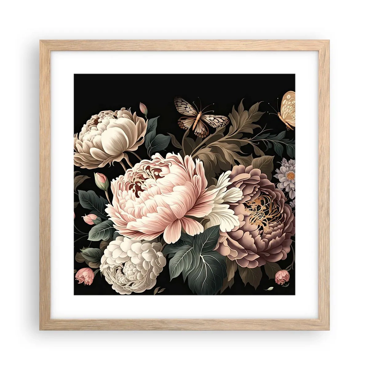 Plakat w ramie jasny dąb - W barokowym stylu - 40x40 cm