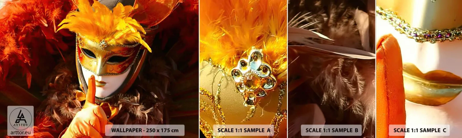 Fototapeta Próbka Standard Eco - Tajemnica to część gry - Maska Wenecka, Sztuka, Wenecja - 100x30 cm