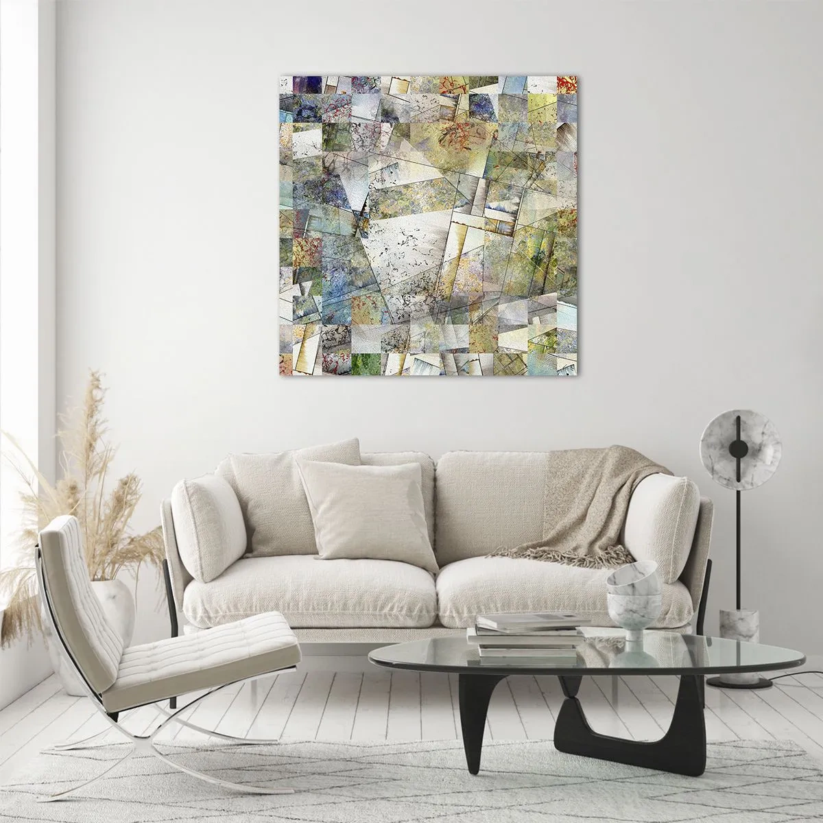 Obraz na szkle - Geometryczne przetasowanie - 30x30 cm