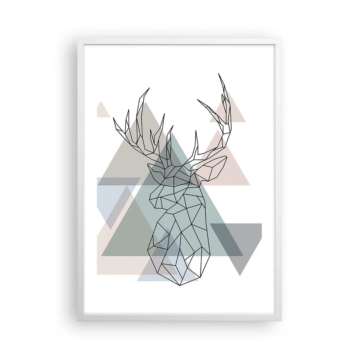Plakat w białej ramie - W geometrycznym lesie - 50x70 cm
