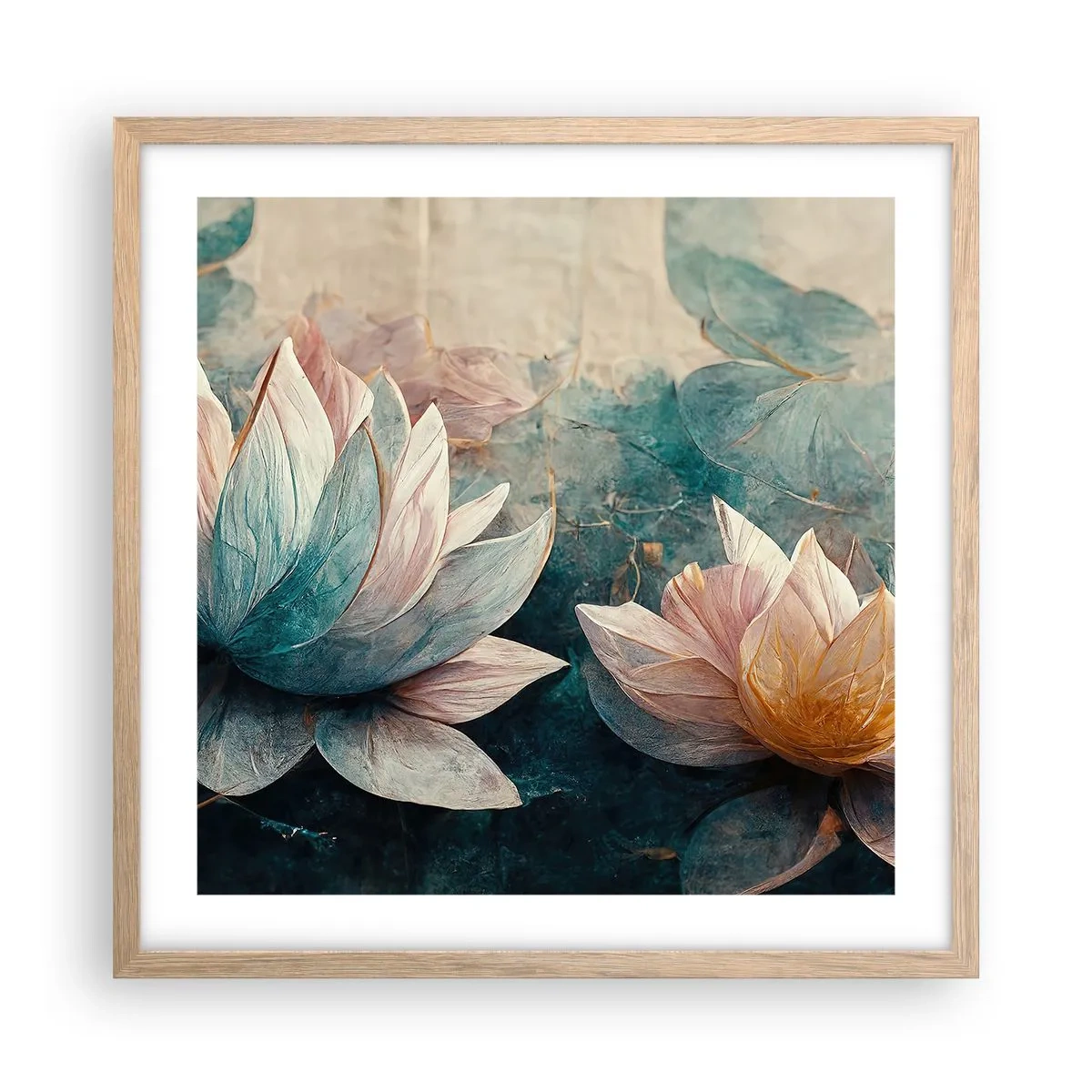 Plakat w ramie jasny dąb - Gwiazdy jeziora - 50x50 cm