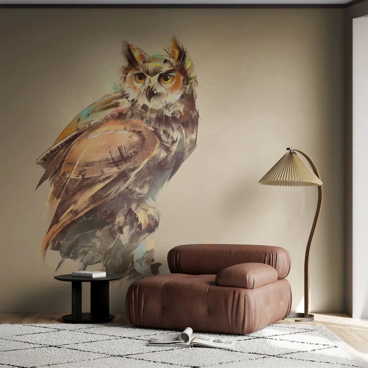 Fototapeta Samoprzylepna Deluxe Sticker - Najmądrzejsza sowa - potwierdzi dąbrowa - Sowa, Ptak, Abstrakcja - 250x175 cm