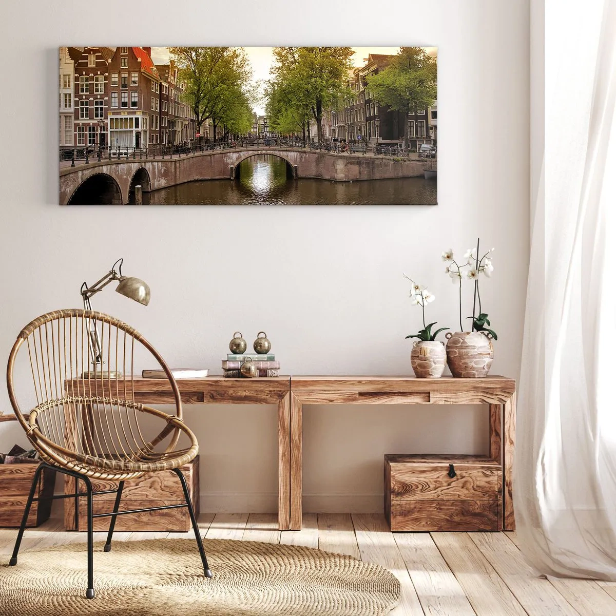 Obraz na płótnie - Łodzią czy rowerem? - 100x40 cm