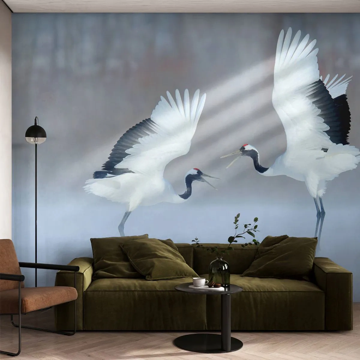 Fototapeta Samoprzylepna Deluxe Sticker - Taniec we mgle - Zima, Ptak, Natura - 250x175 cm