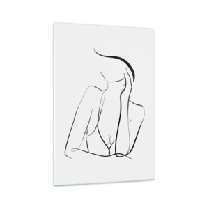 Obraz na szkle - Delikatny szkic kobiecej sylwetki w minimalistycznym stylu - 70x100cm - Na fali marzeń - Nowoczesna dekoracja ścienna do salonu i sypialni ARTTOR