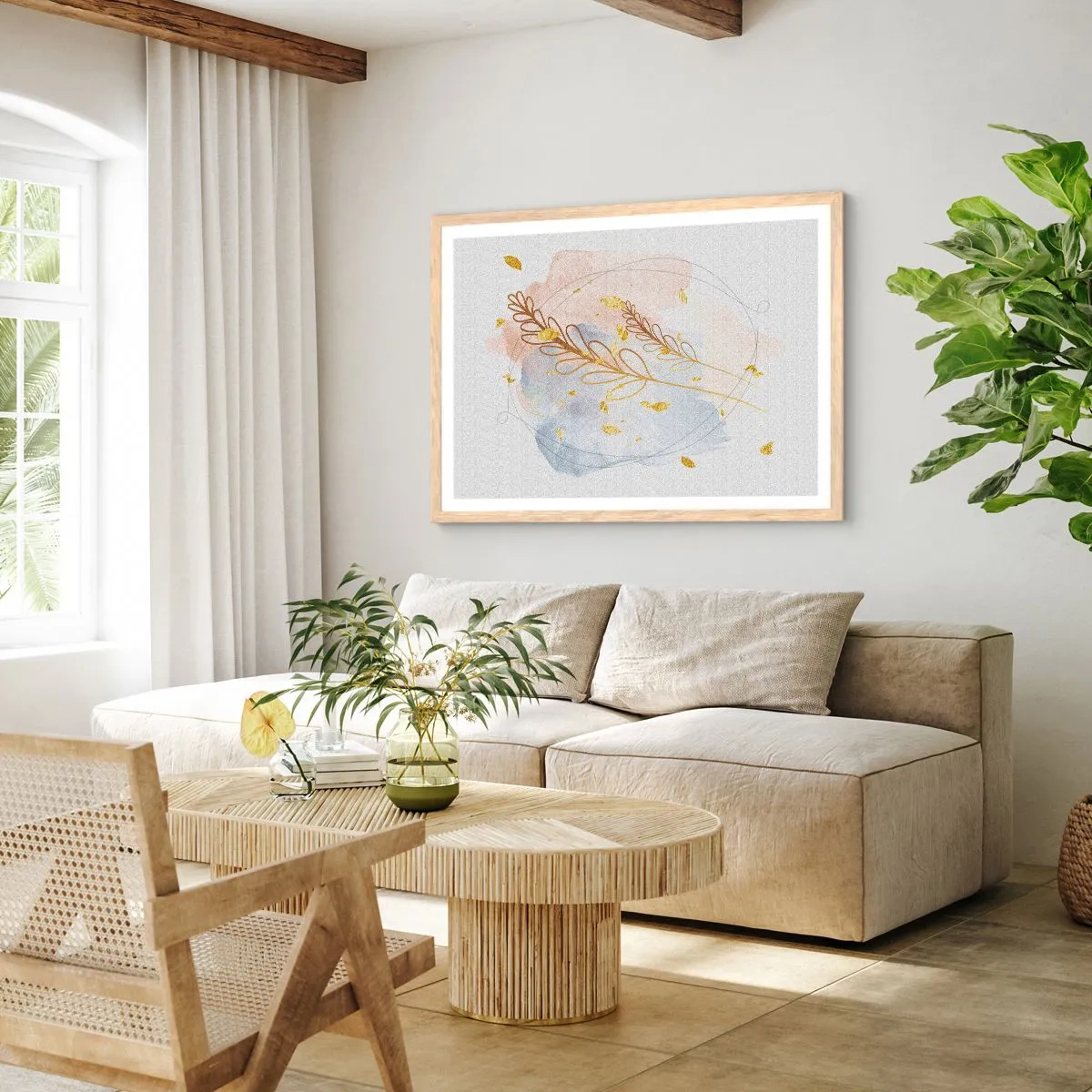 Plakat w ramie jasny dąb - Złoty podmuch - 40x30 cm