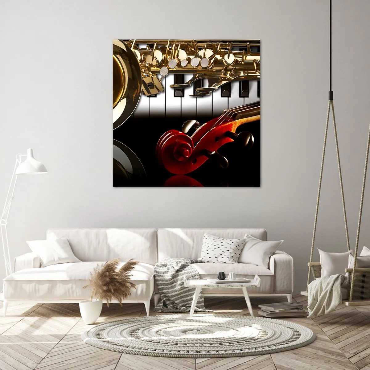 Obraz na płótnie - Blacha, drewno i kość słoniowa - 50x50 cm