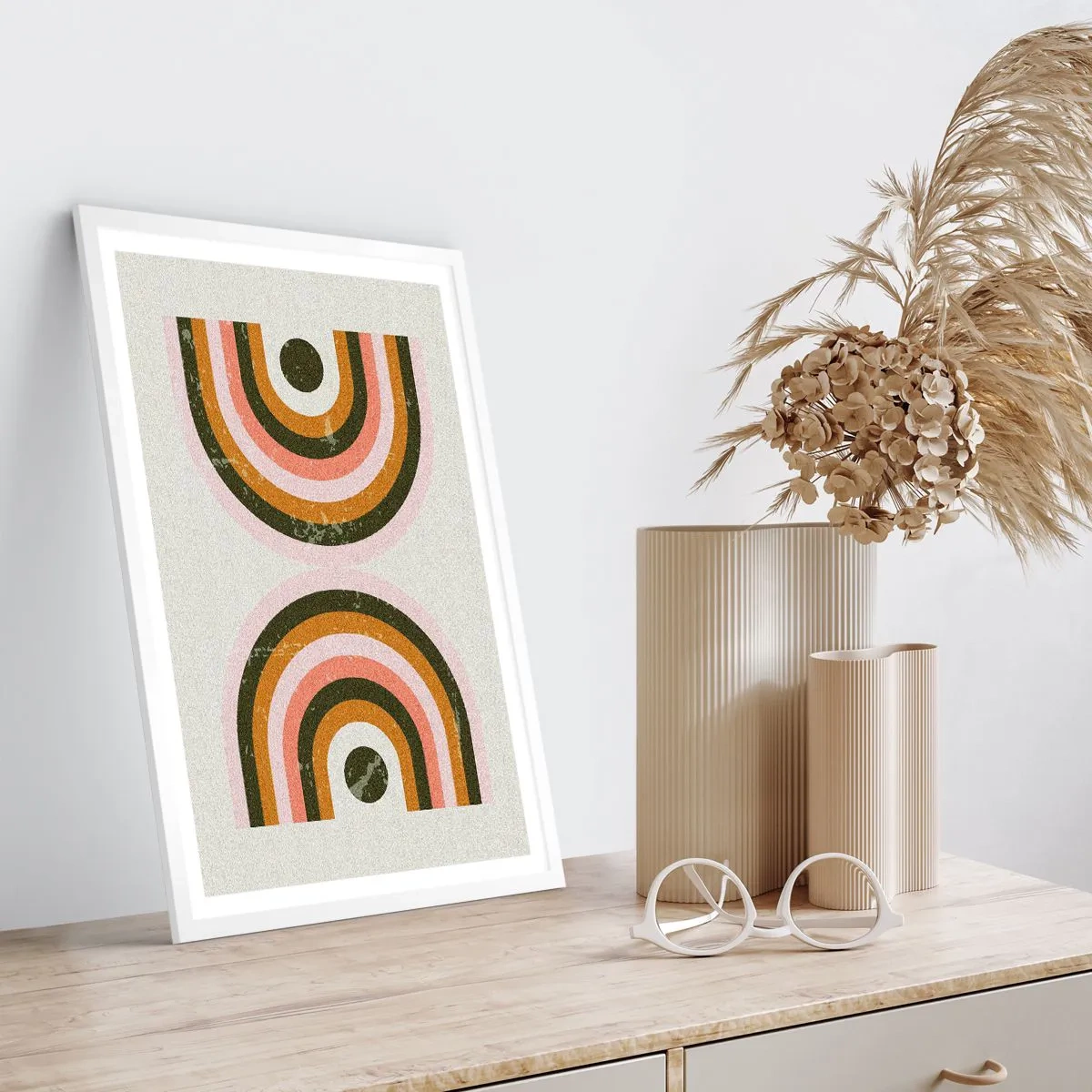 Plakat w białej ramie - Abstrakcja bliźniacza - 70x100 cm