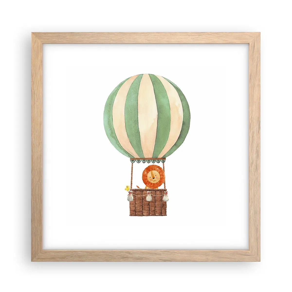 Plakat w ramie jasny dąb - Podróże Leona - 30x30 cm