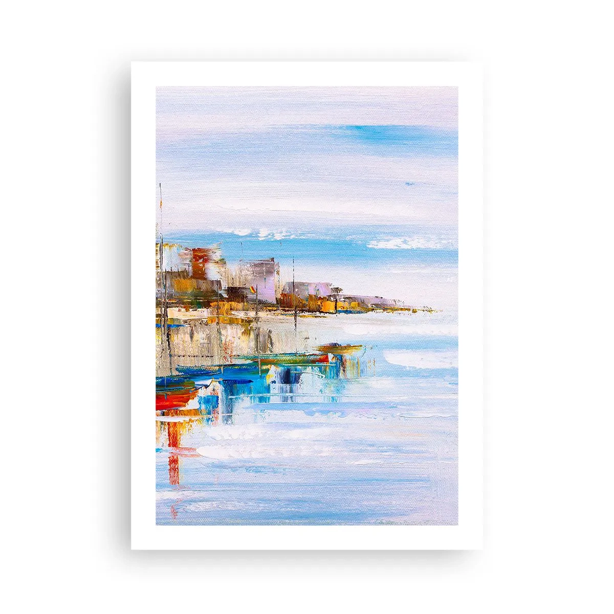 Plakat - Kolorowy pejzaż nadmorskiego miasta - 50x70cm - Wielobarwna miejska przystań - Nowoczesna dekoracja ścienna do salonu, kuchni i sypialni ARTTOR