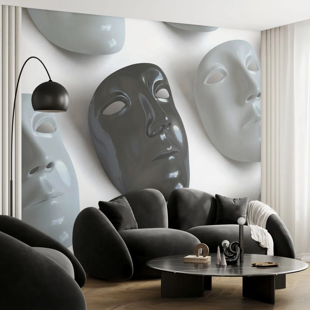 Fototapeta Premium Canvas - Jak się wyróżnić? - Sztuka, Maska Wenecka, Czarno-Białe - 250x175 cm