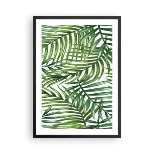 Plakat w czarnej ramie - Palmy w minimalistycznym wzorze botanicznym - 50x70cm - Pod zielonym baldachimem - Nowoczesna dekoracja ścienna do salonu i sypialni ARTTOR