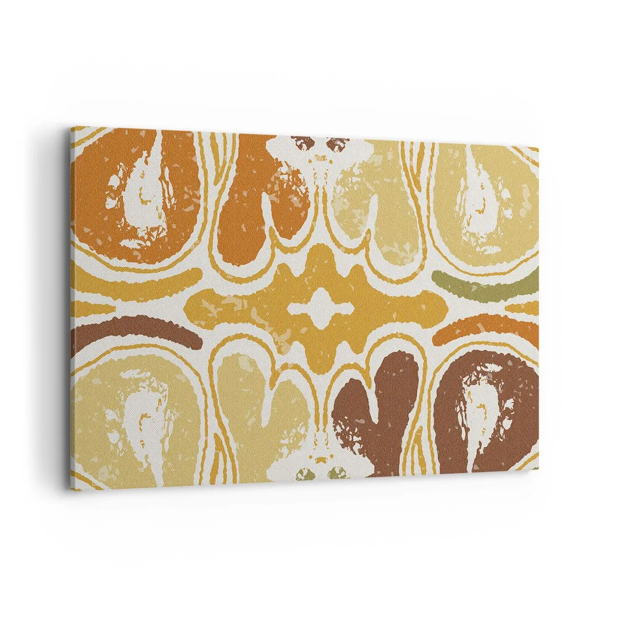 Obraz na płótnie - Ciepłe wzory abstrakcyjne w żółciach i brązach - 120x80cm - Abstrakcja sentymentalna - Nowoczesna dekoracja ścienna do salonu, kuchni i sypialni ARTTOR