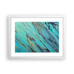 Plakat w białej ramie - Turkusowy przypływ - 40x30 cm