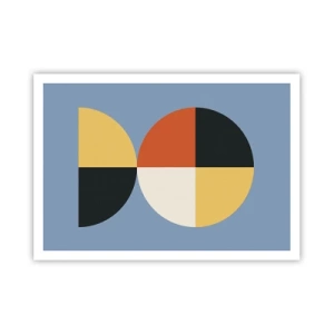 Plakat - Geometryczne koła na błękitnym tle - 100x70cm - Patrz i licz - Nowoczesna dekoracja ścienna do salonu i sypialni ARTTOR