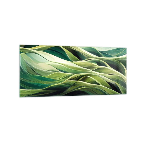 Obraz na szkle - Dynamiczne linie w odcieniach zieleni - 120x50cm - Abstrakcyjna gra w zielone - Nowoczesna dekoracja ścienna do salonu i sypialni ARTTOR
