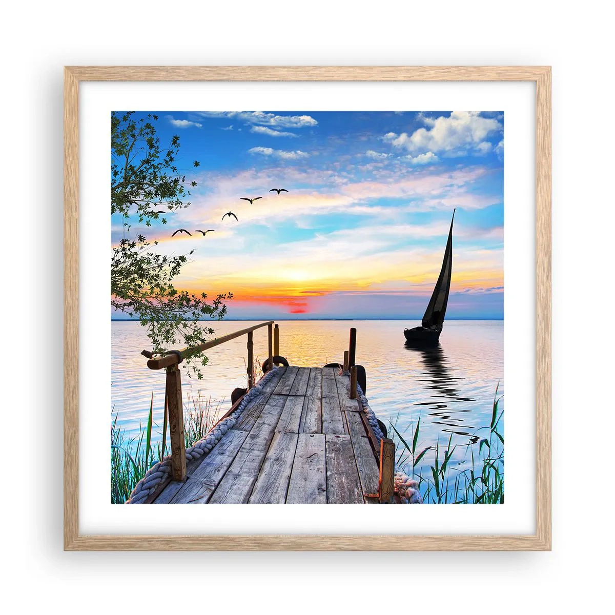Plakat w ramie jasny dąb - Dobry wieczór - 50x50 cm