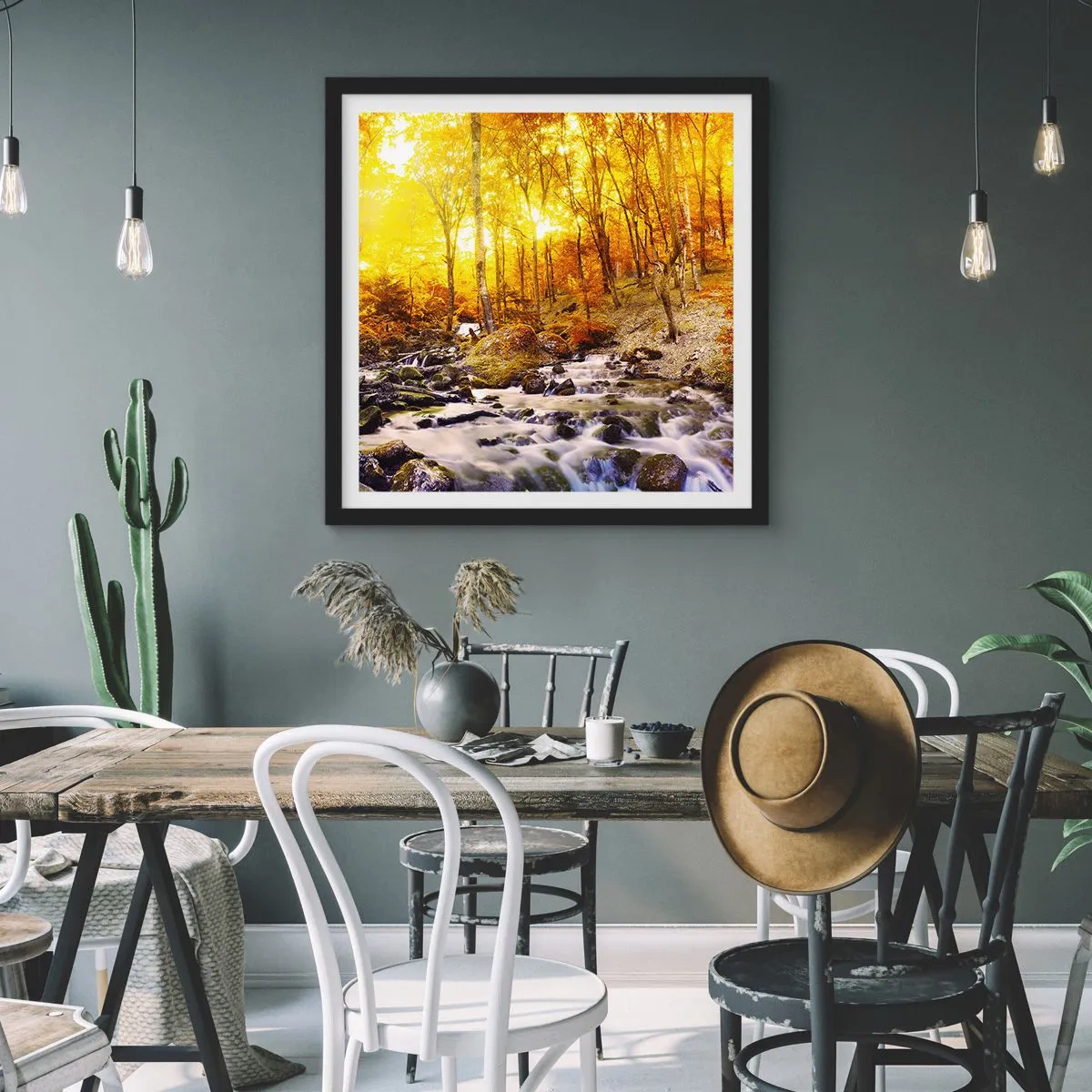 Plakat w czarnej ramie - Kamienie oprawne w złoto i platynę - 30x30 cm