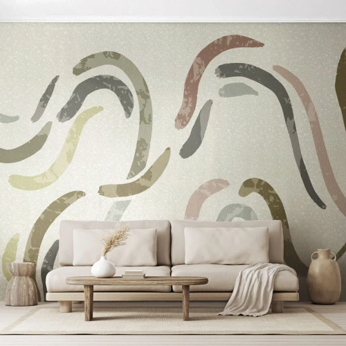 Fototapeta Standard Eco - Radosny taniec abstrakcji - Pastelowy, Minimalistyczny, Jasny - 150x105 cm