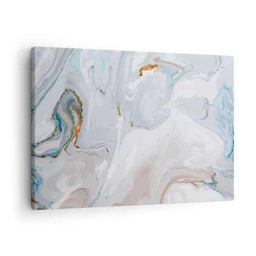 Obraz na płótnie - Abstrakcyjne fale w tonacji błękitu i bieli - 70x50cm - Biel wypiętrzona - Nowoczesna dekoracja ścienna do salonu i sypialni ARTTOR