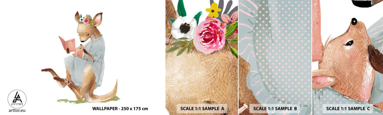 Fototapeta Próbka Standard Eco - Poczytaj mi, mamo - Dla Dzieci, Kangur, Matka Z Dzieckiem - 100x30 cm