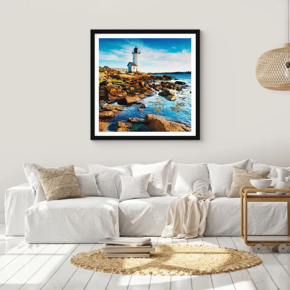 Plakat w czarnej ramie - Wracajcie szczęśliwie, czekam - 50x50 cm