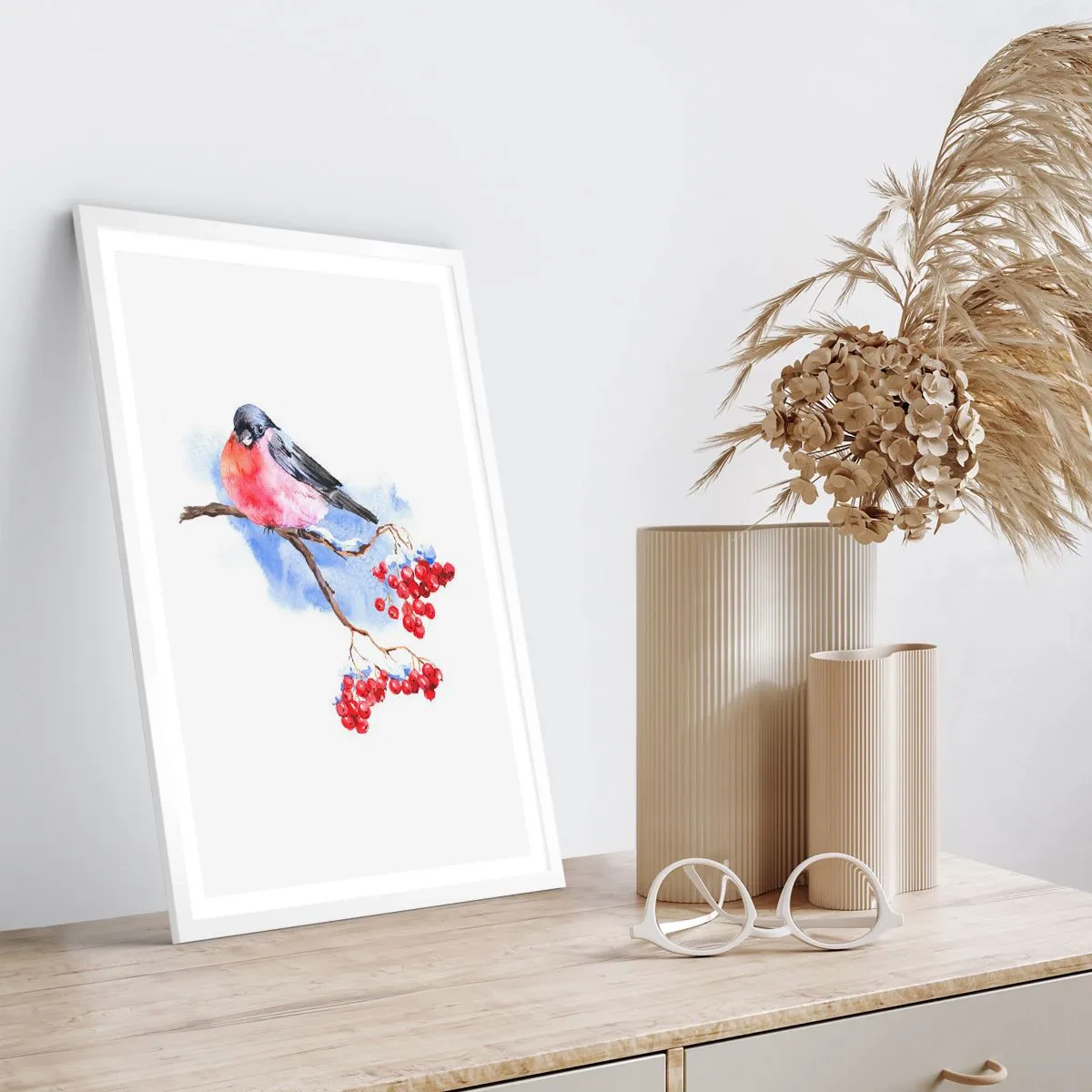 Plakat w białej ramie - Zima w kolorze - 40x50 cm