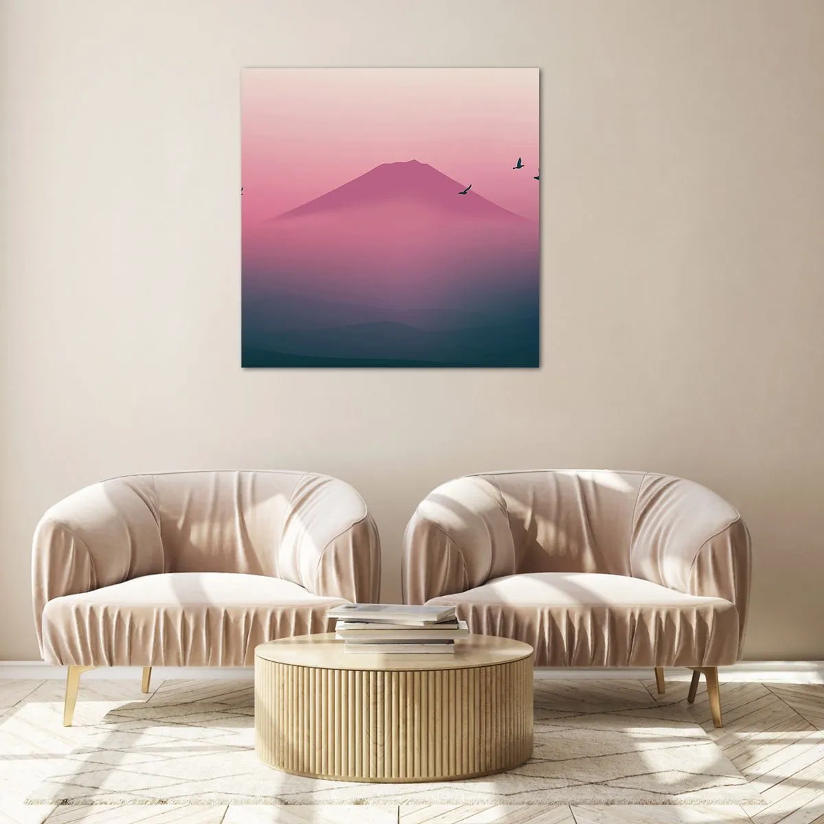 Obraz na szkle - Wędrowcy ponad chmurami - 50x50 cm