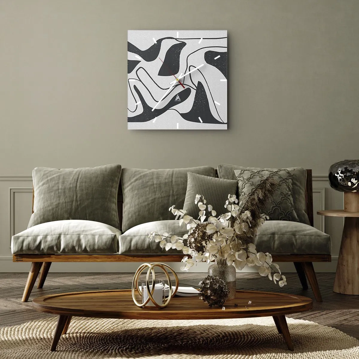 Zegar ścienny - Abstrakcyjna zabawa w labiryncie - 30x30 cm