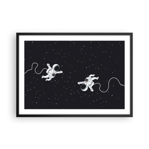 Plakat w czarnej ramie - Astronauci unoszący się w kosmosie na tle gwiazd - 70x50cm - Kosmiczny pląs - Nowoczesna dekoracja ścienna do salonu i sypialni ARTTOR