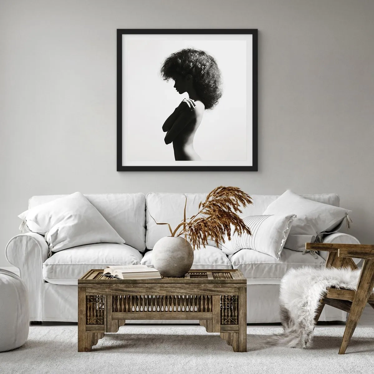 Plakat w czarnej ramie - Jak kwiat na smukłej łodydze - 50x50 cm