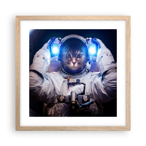 Plakat w ramie jasny dąb - Houston, macie problem - 40x40 cm