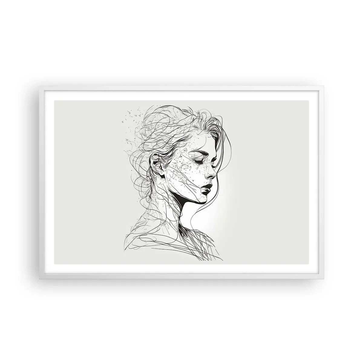 Plakat w białej ramie - Portret w zamyśleniu - 91x61 cm