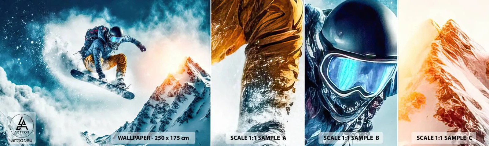 Fototapeta Próbka Standard Eco - Ekstremalne emocje - Snowboard, Sport, Zima - 100x30 cm